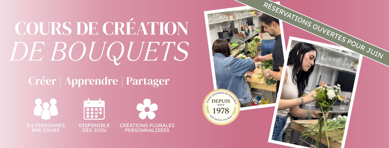 Atelier floral à Montréal – cours de création de bouquets avec fleuriste