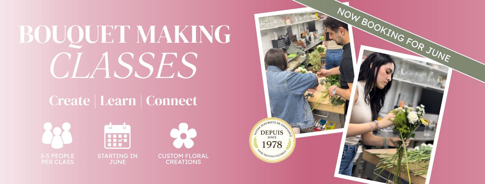 Floral workshop in Montreal – bouquet making class with professional florist