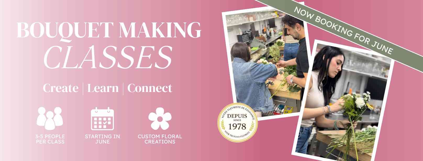 Floral workshop in Montreal – bouquet making class with professional florist